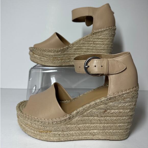 Marc Fisher Alita Platform Wedge Espadrille Sandals Size 8 Leather Boho Summer - Picture 2 of 10